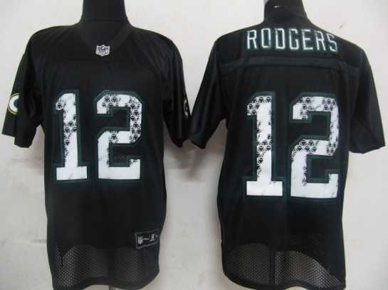 NFL NFL Green Bay Packers 12 Aaron Rodgers Black United Sideline Jersey