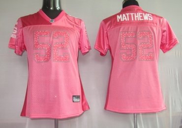 nfl women jerseys green bay packers 52 matthews pink[2010 new]