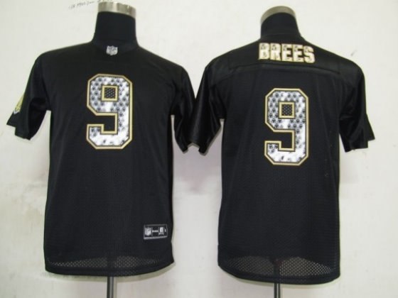 nfl youth new orleans saints 9 drew brees black united sideline jerseys