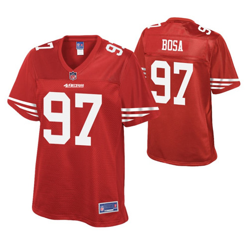 nick bosa pro line jersey scarlet women's stitched