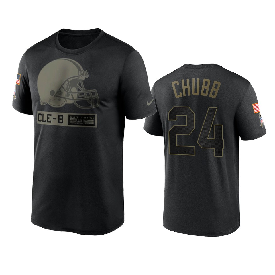 nick chubb browns black 2020 salute to service team logo t shirt