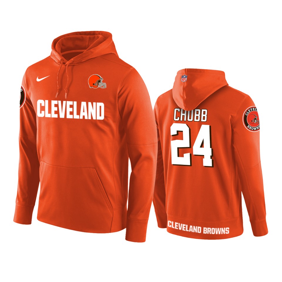 nick chubb browns orange circuit wordmark hoodie