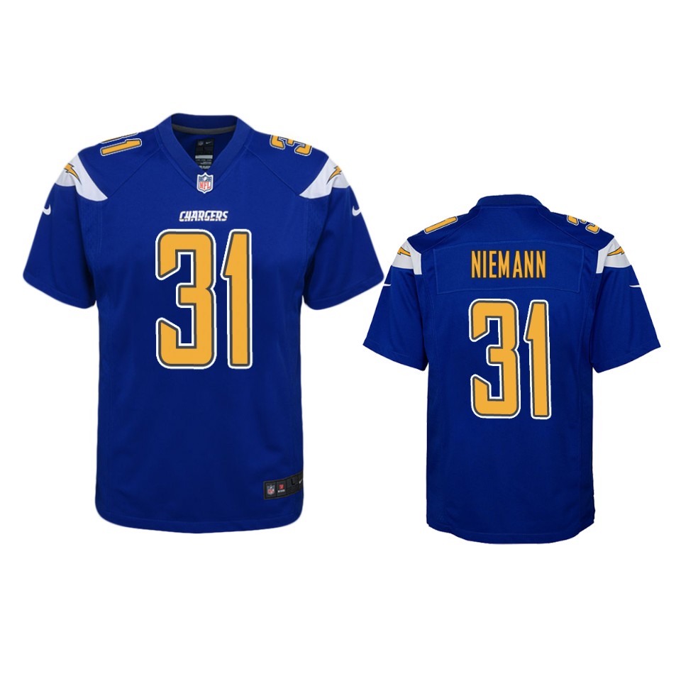 nick niemann chargers royal color rush game jersey