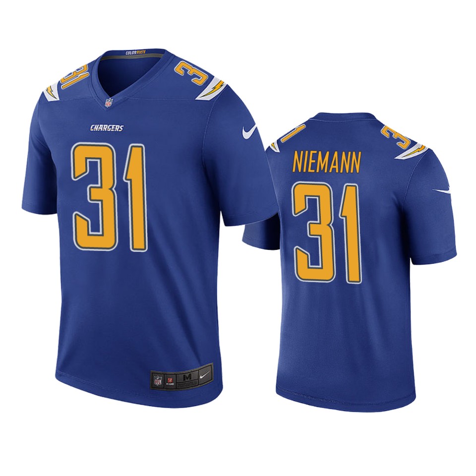 nick niemann color rush legend chargers royal jersey