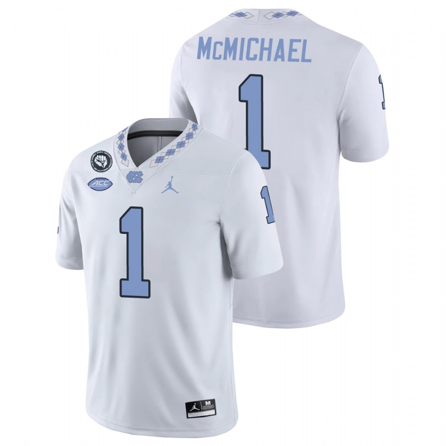 north carolina tar heels kyler mcmichael white game football replica jersey