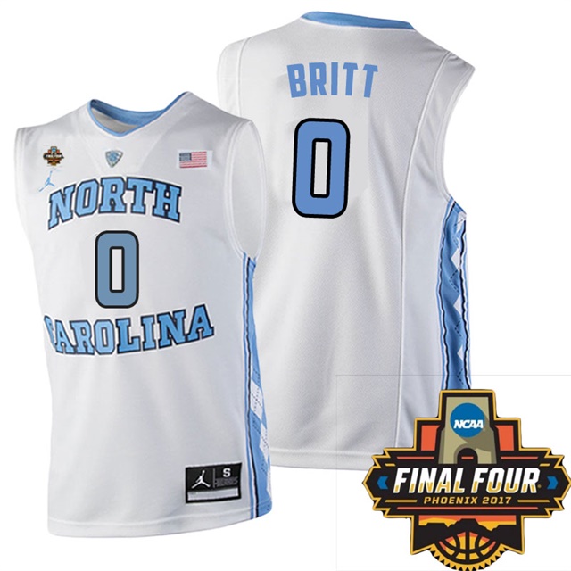 north carolina tar heels white 0 nate britt ncaa 2017 basketball national champions jersey