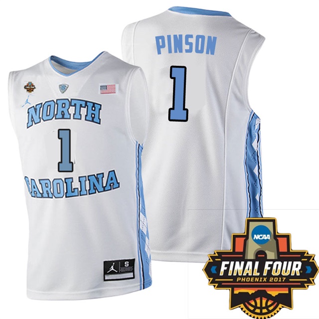 north carolina tar heels white 1 theo pinson ncaa 2017 basketball national champions jersey