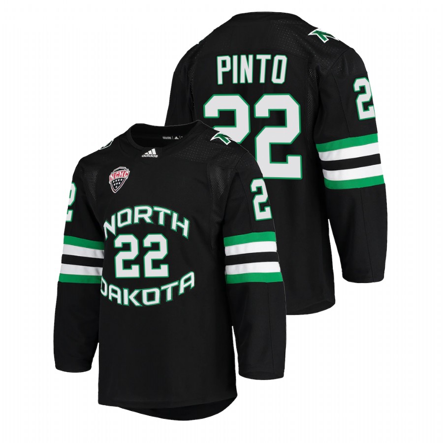 north dakota fighting hawks shane pinto black college hockey alumni jersey