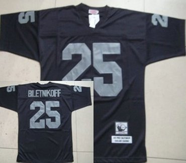 oakland raiders #25 biletnikoff black throwback jersey