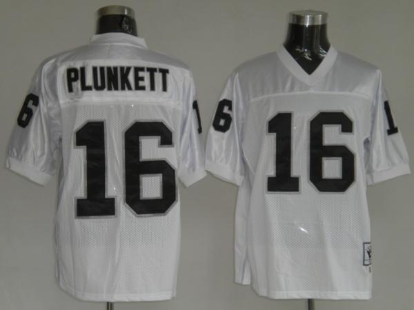 oakland raiders 16 plunkett white throwback jersey