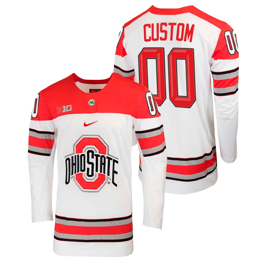 ohio state buckeyes custom white college hockey jersey