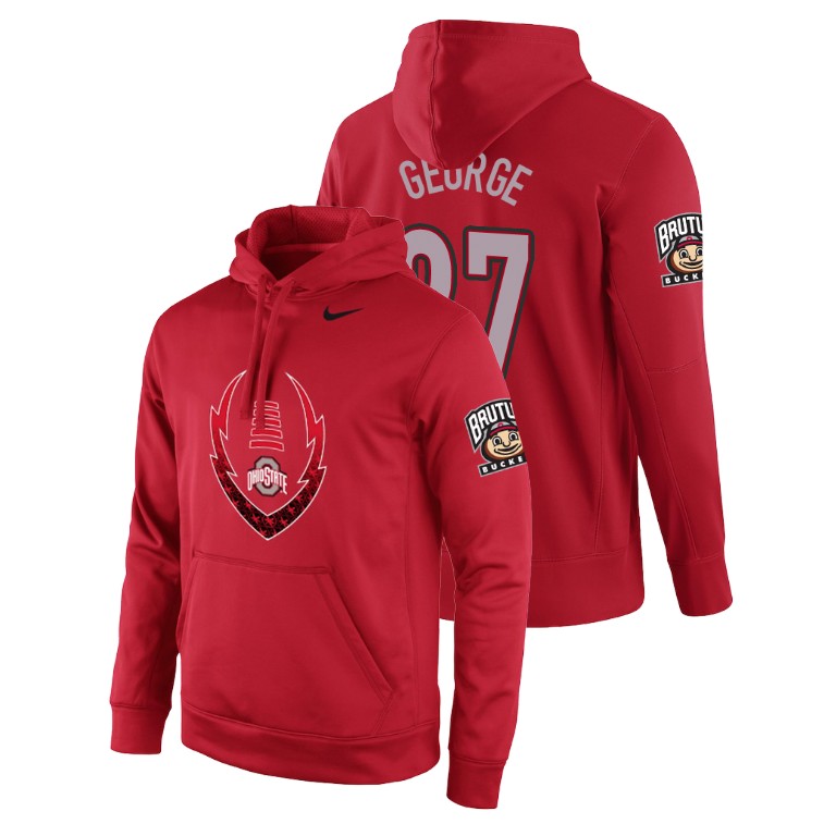 ohio state buckeyes football performance eddie george scarlet icon circuit men's hoodie