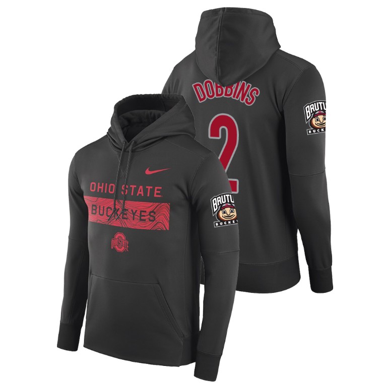 ohio state buckeyes football performance j.k. dobbins anthracite sideline seismic men's hoodie