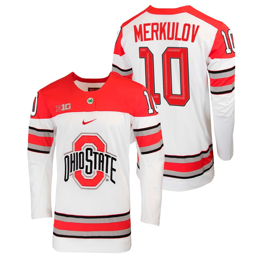 ohio state buckeyes georgii merkulov white college hockey jersey