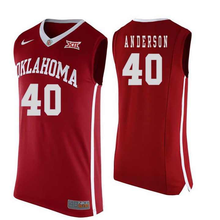 oklahoma sooners red 40 richard anderson college basketball jersey