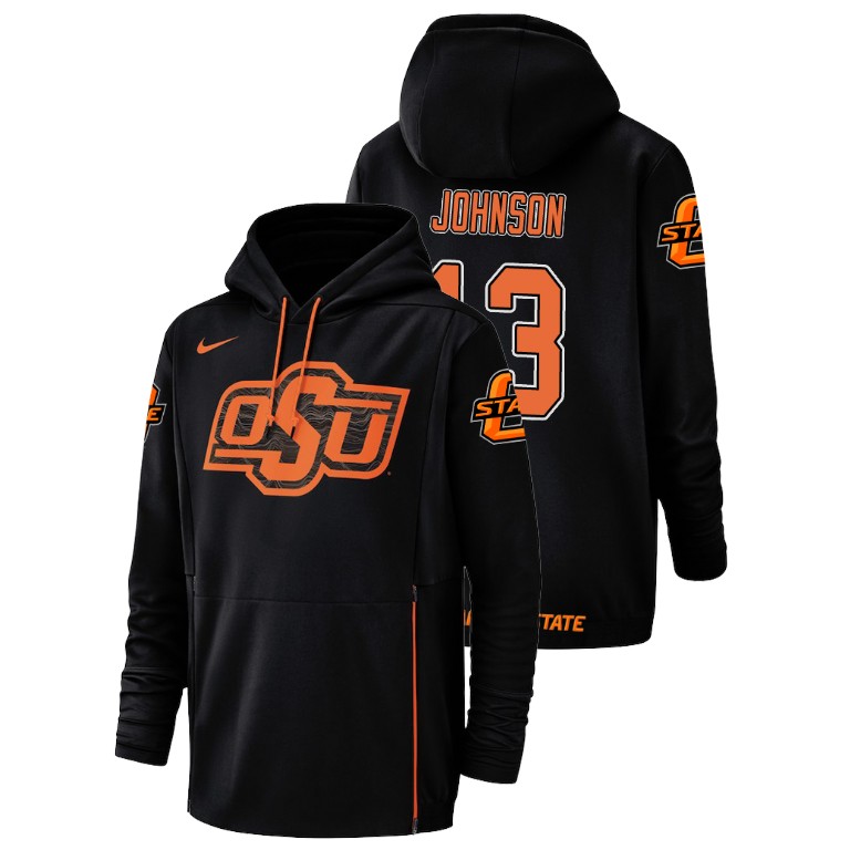 oklahoma state cowboys football performance tyron johnson black champ drive men's hoodie