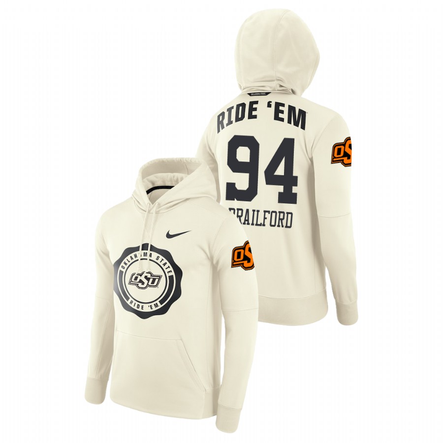 oklahoma state cowboys pullover jordan brailford cream rival therma men's hoodie