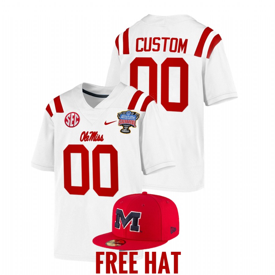 ole miss rebels custom white 2022 sugar bowl college football playoff jersey