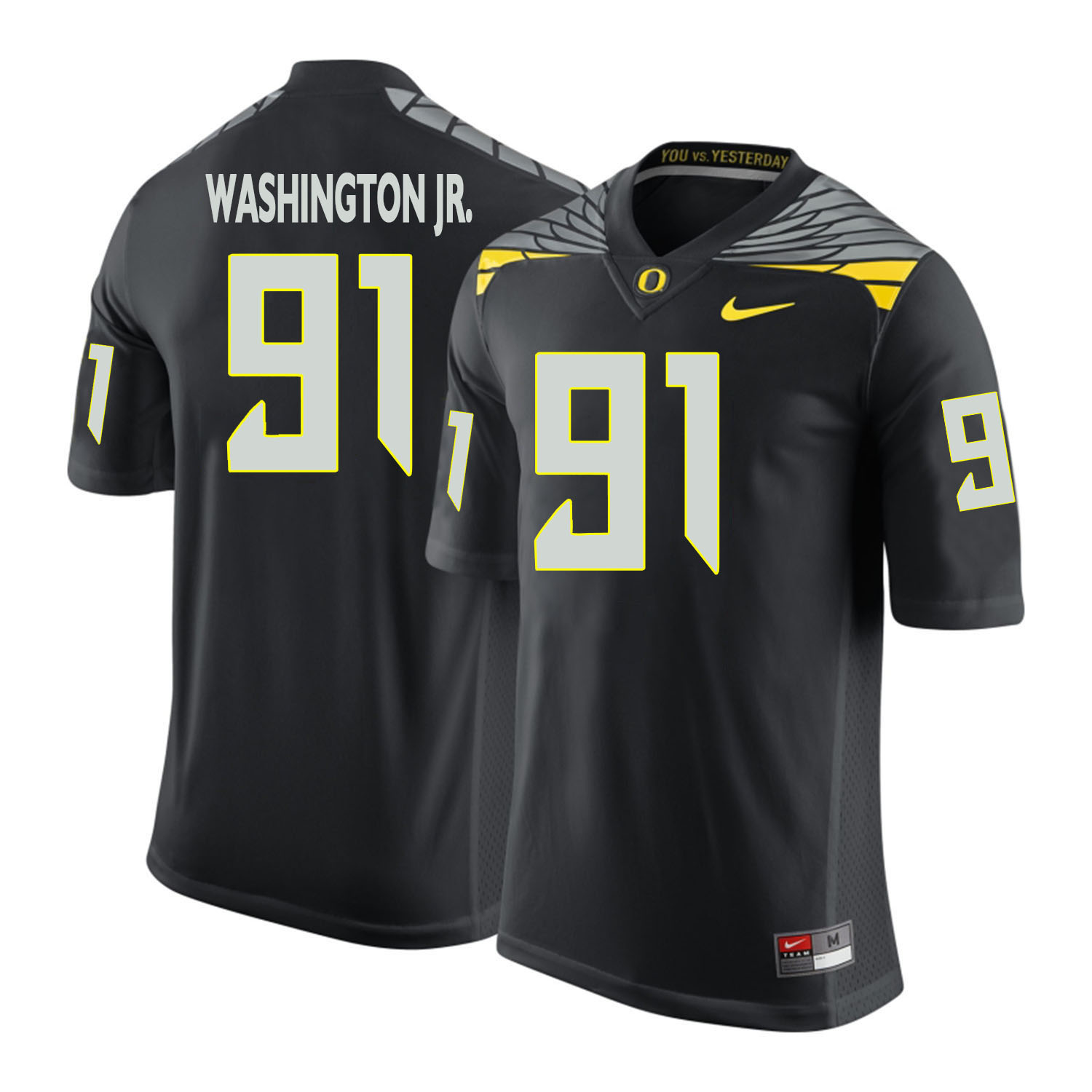 oregon ducks black tony washington jr. college football portrait jersey