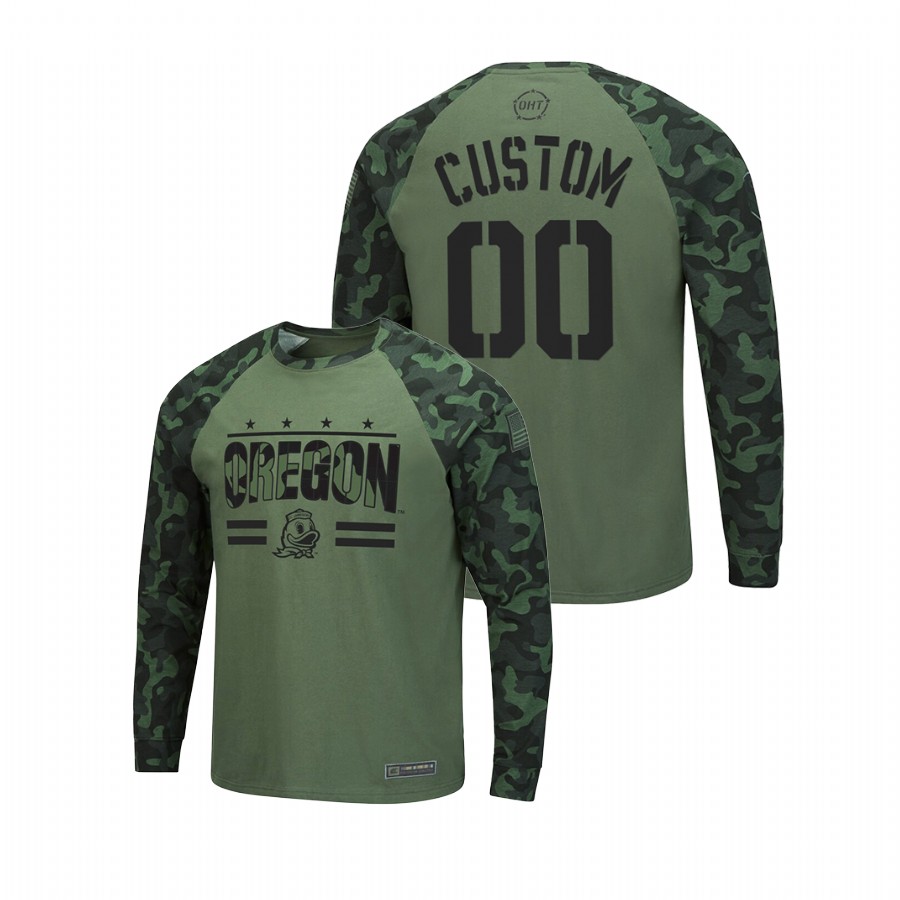 oregon ducks camo longsleeve custom olive oht military appreciation men t shirt