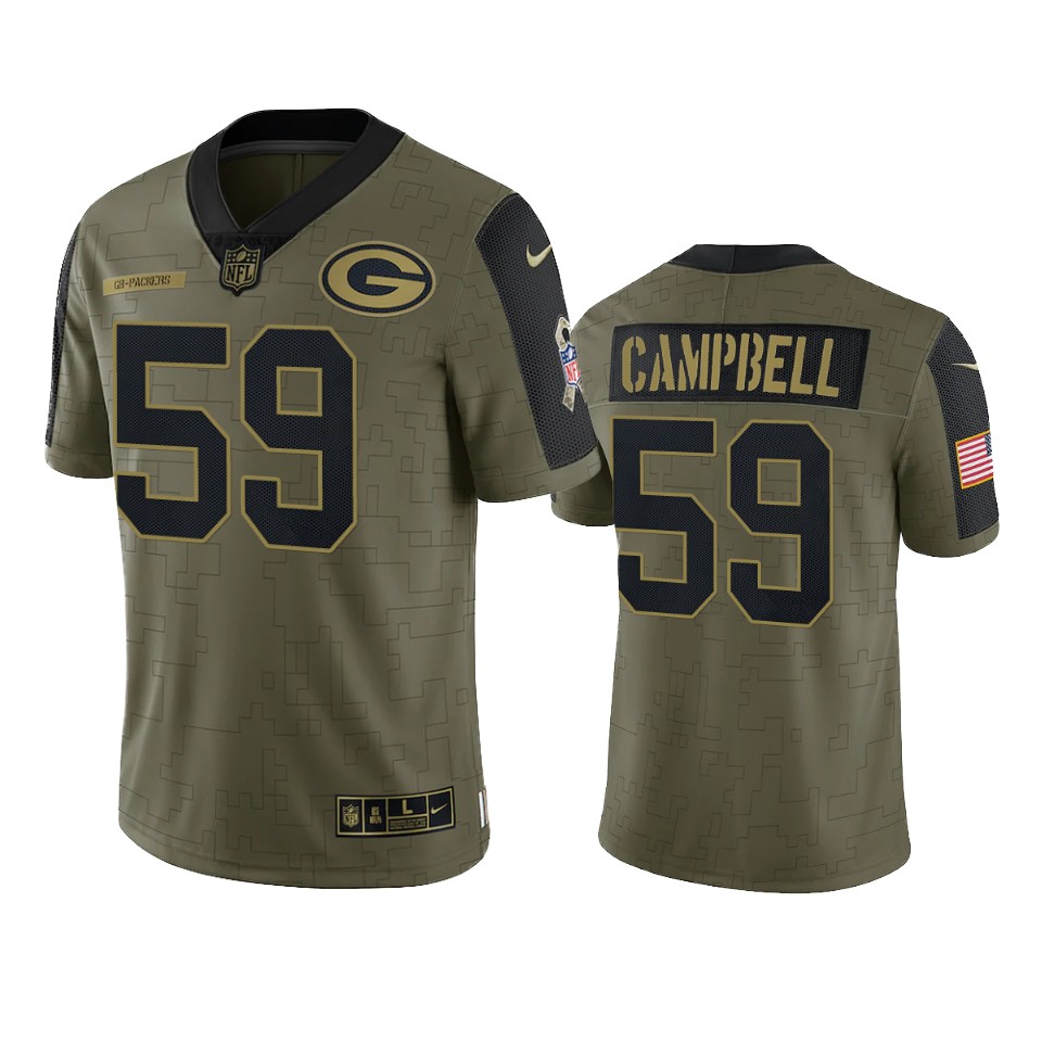 packers de'vondre campbell olive limited 2021 salute to service jersey