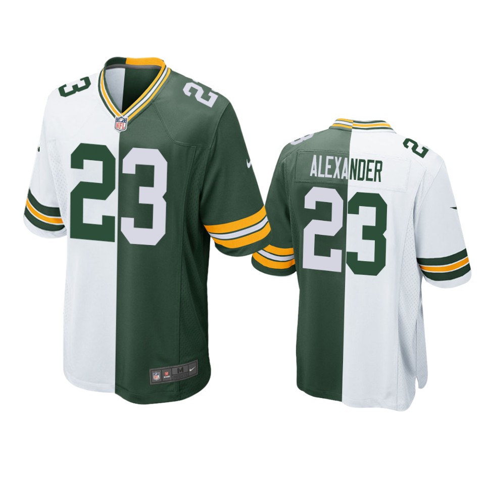 packers jaire alexander green white split two tone jersey