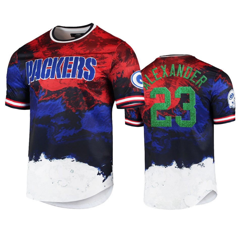 packers jaire alexander navy red americana dip dye t shirt