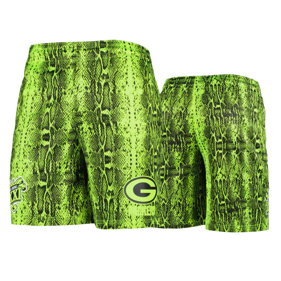 packers neon green summer pop shorts
