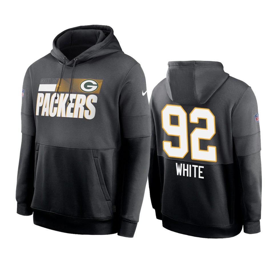 packers reggie white charcoal black sideline impact lockup hoodie