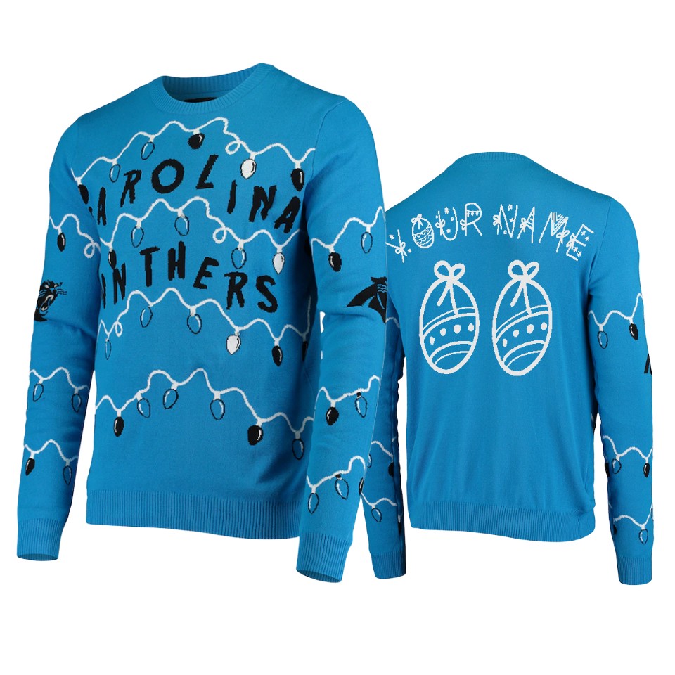 panthers custom blue ugly christmas gifts sweater