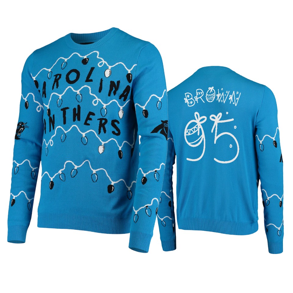 panthers derrick brown blue ugly christmas gifts sweater