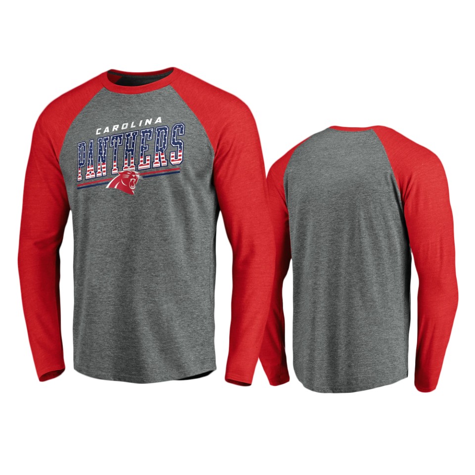 panthers heathered gray team freedom tri blend raglan t shirt