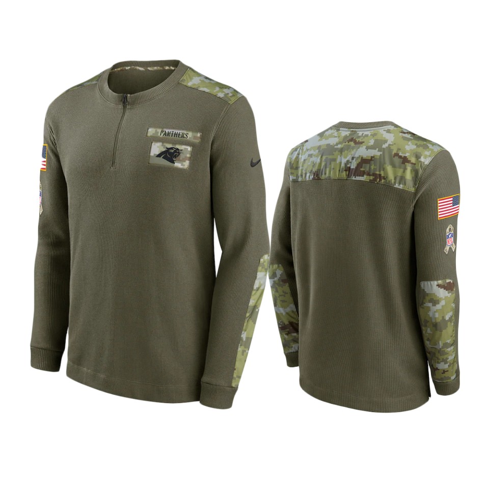 panthers olive 2021 salute to service henley thermal t shirt