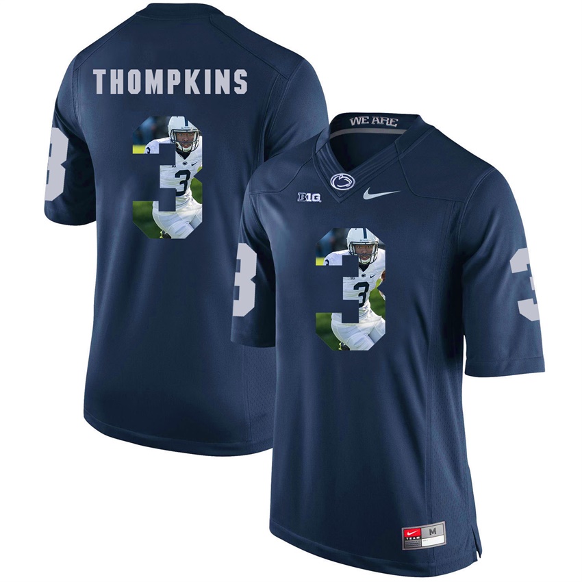penn state nittany lions navy deandre thompkins college football player portrait jersey
