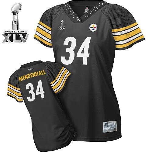 pittsburgh steelers #34 rashard mendenhall black womennull field flirt super bowl xlv 2011 jersey