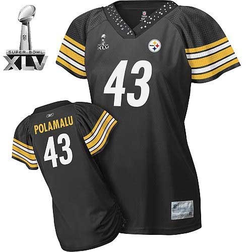 pittsburgh steelers #43 troy polamalu black womennull field flirt super bowl xlv 2011 jersey