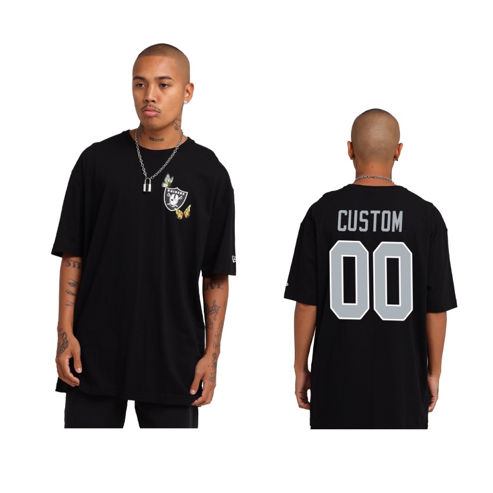 raiders custom black team logo butterfly graphic t shirt