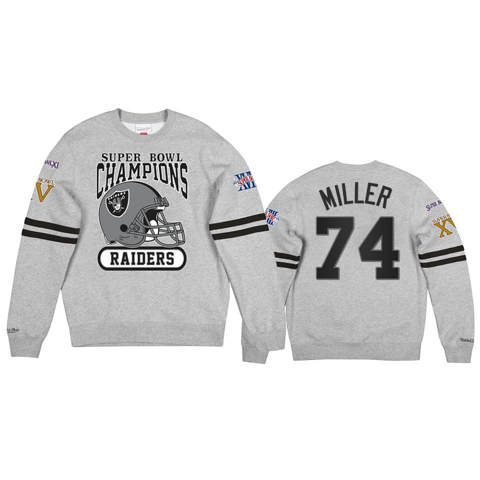 raiders kolton miller gray all over champs premium jumper sweatshirt