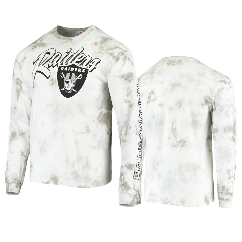 raiders white tie dye long sleeve t shirt