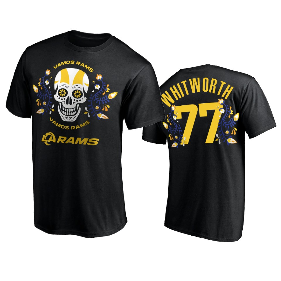 rams andrew whitworth black dia de los muertos t shirt