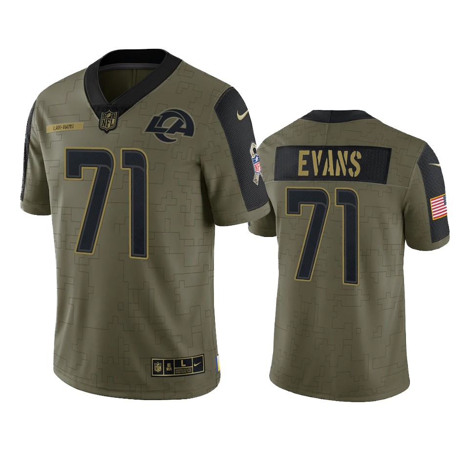 rams bobby evans olive limited 2021 salute to service jersey