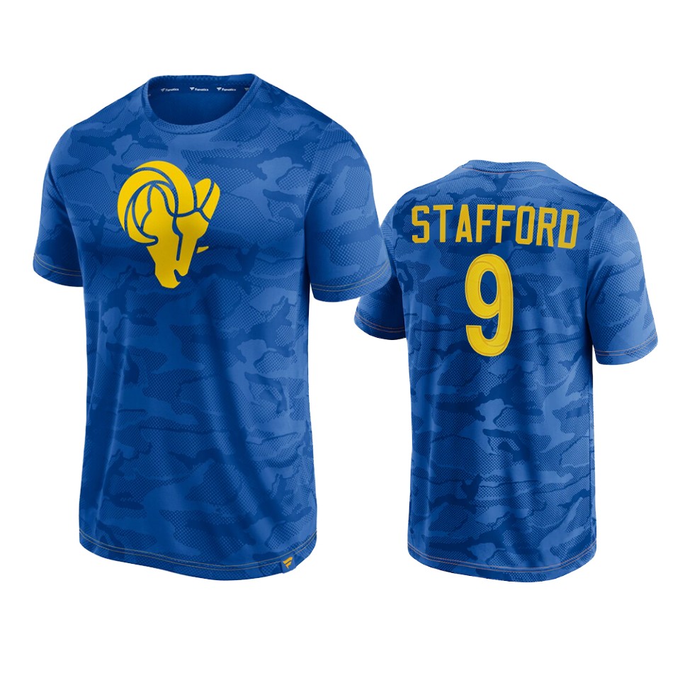 rams matthew stafford royal camo jacquard t shirt