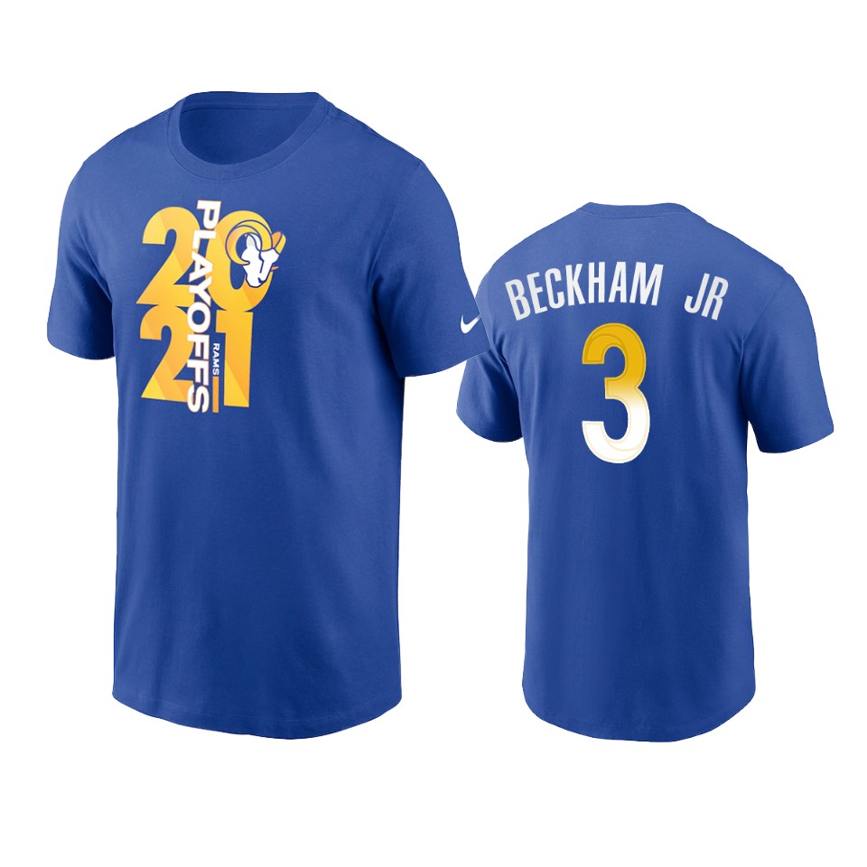 rams odell beckham jr. royal 2021 nfl playoffs t shirt