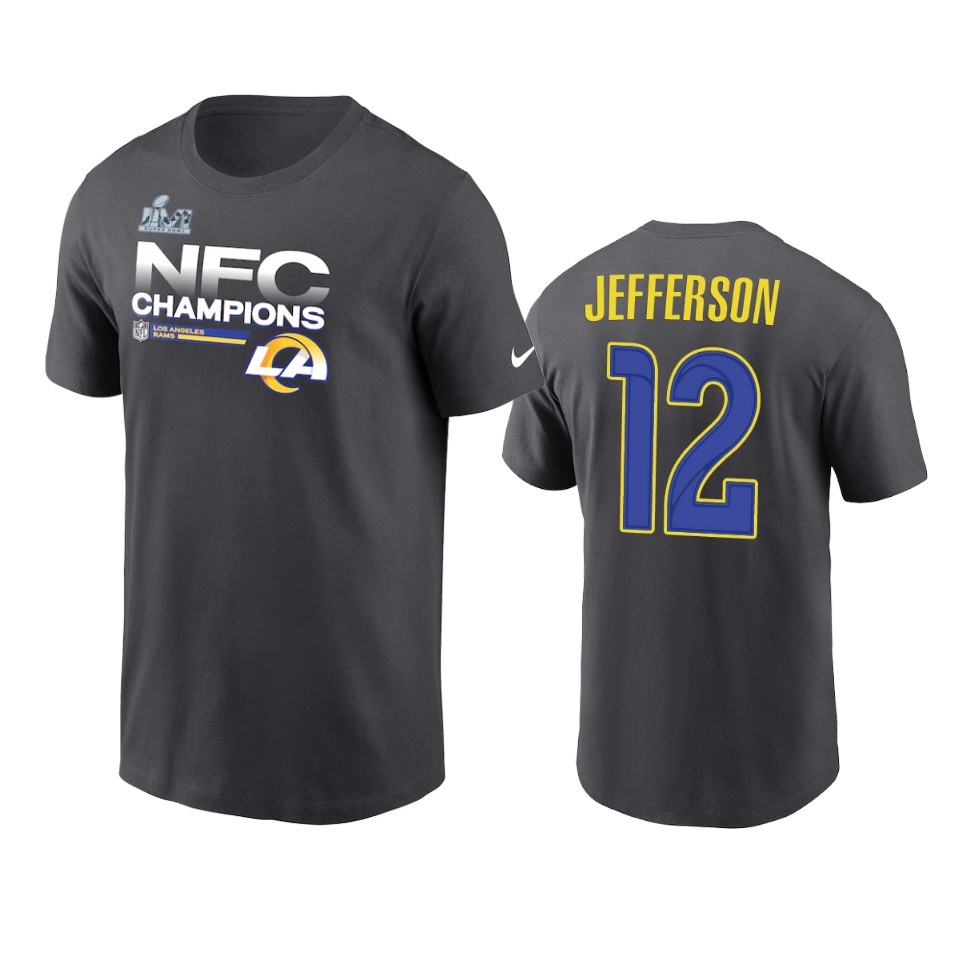 rams van jefferson anthracite 2021 nfc champions locker room trophy t shirt