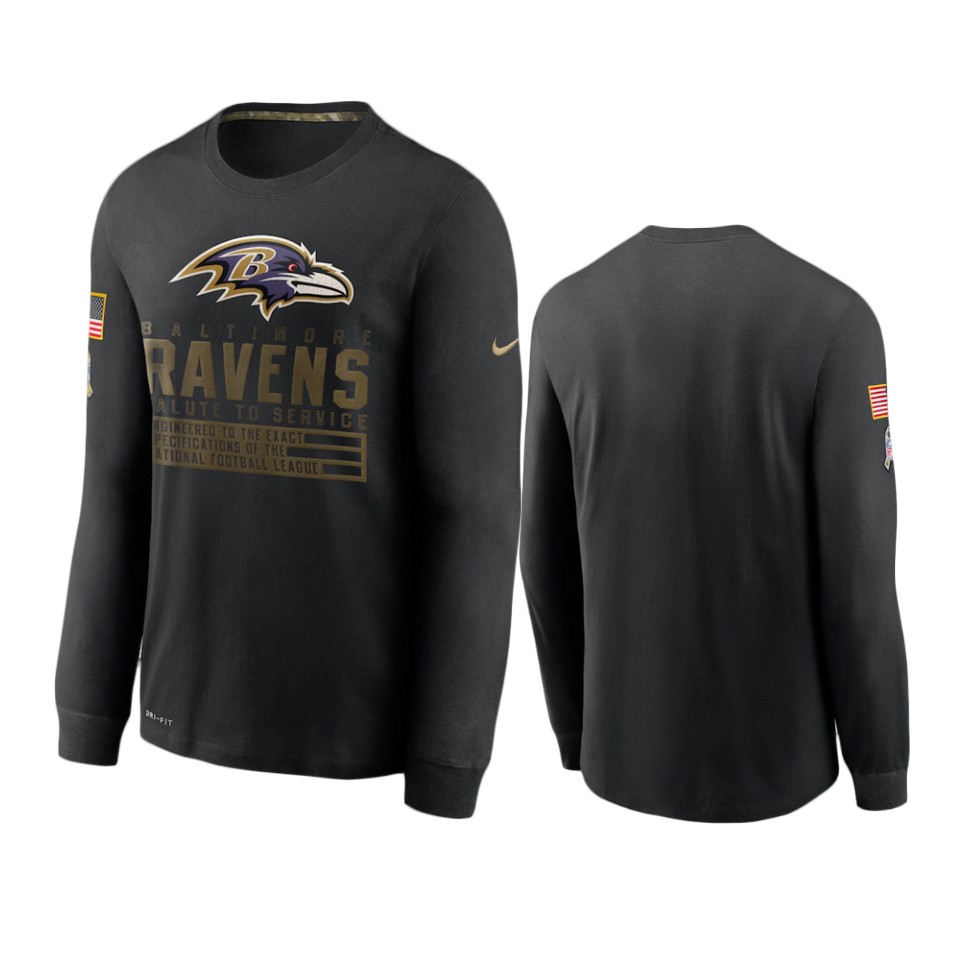 ravens black 2020 salute to service sideline performance long sleeve t shirt