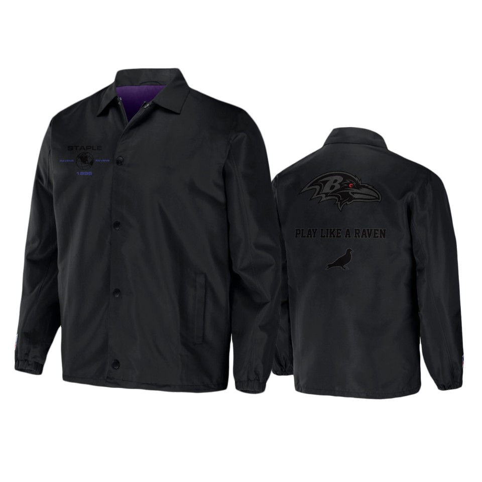 ravens black staple coaches full snap jacket