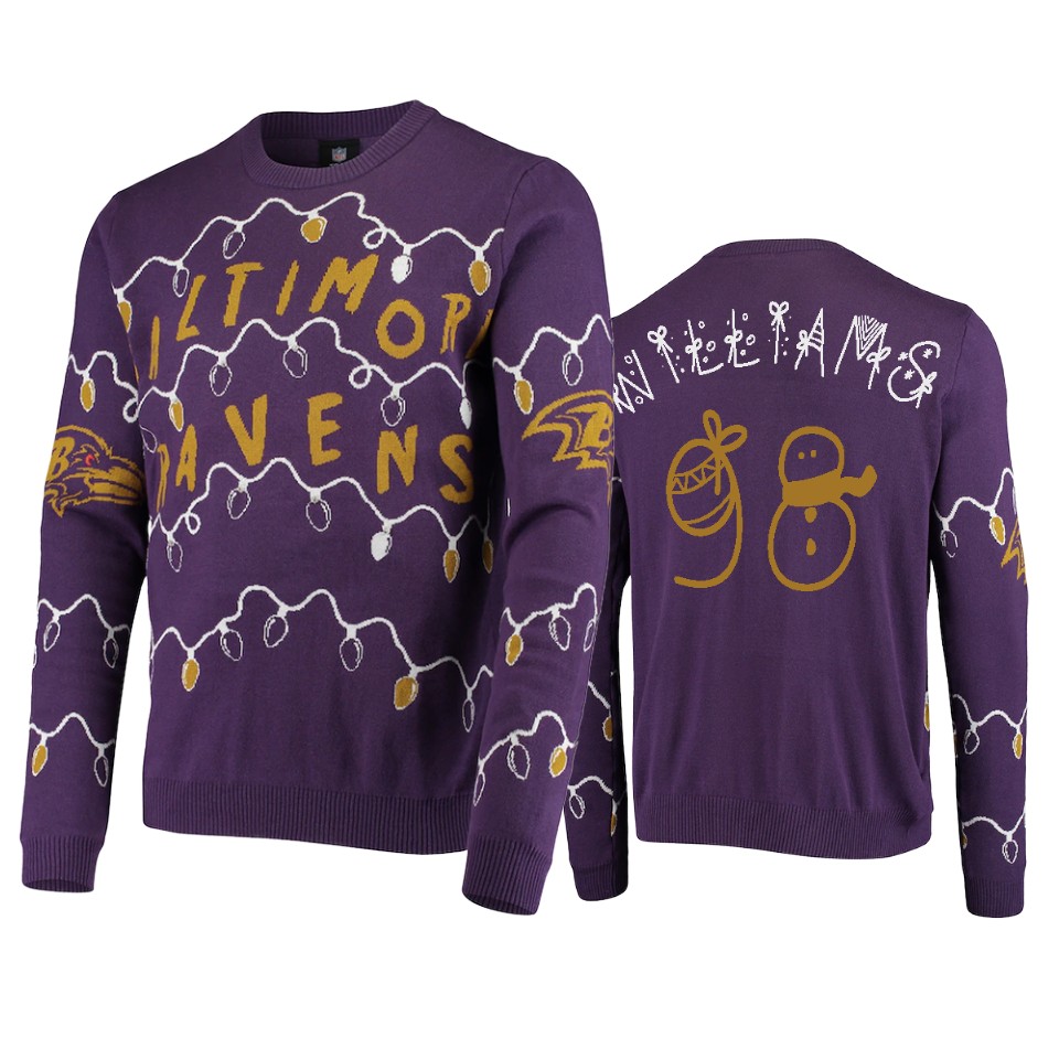 ravens brandon williams purple 2020 christmas gifts light up sweater