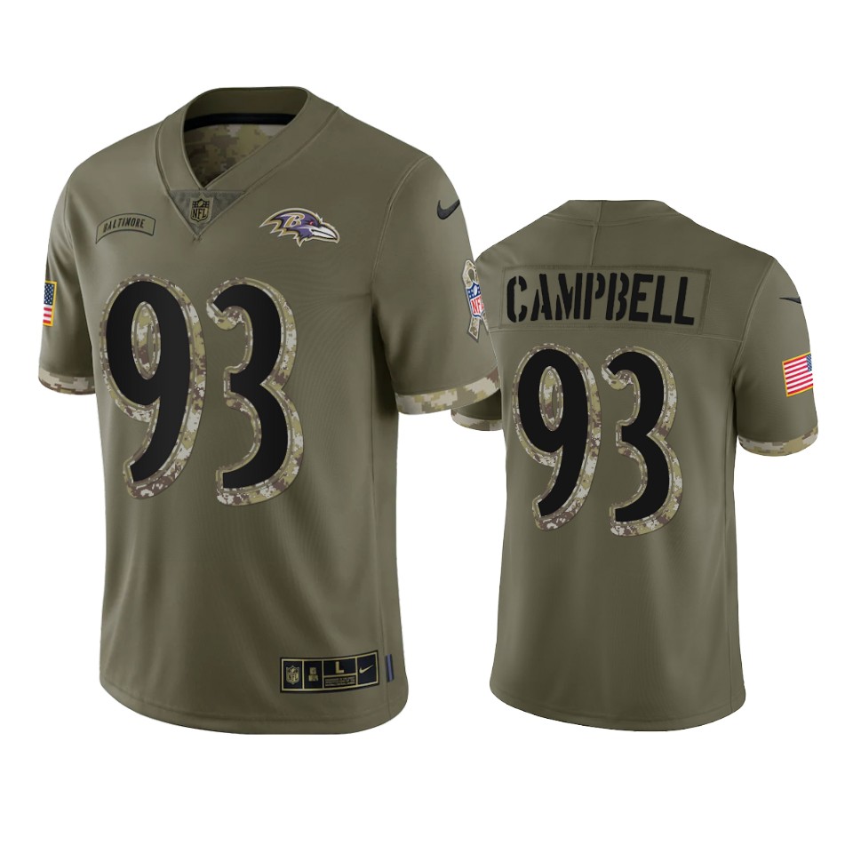 ravens calais campbell 2022 salute to service olive jersey