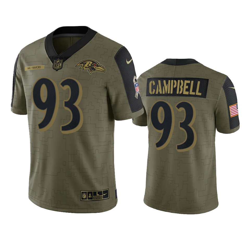 ravens calais campbell olive limited 2021 salute to service jersey