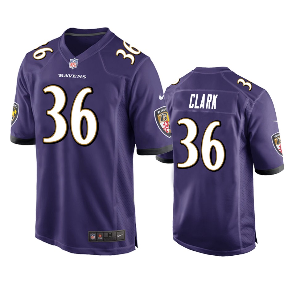 ravens chuck clark purple game jersey